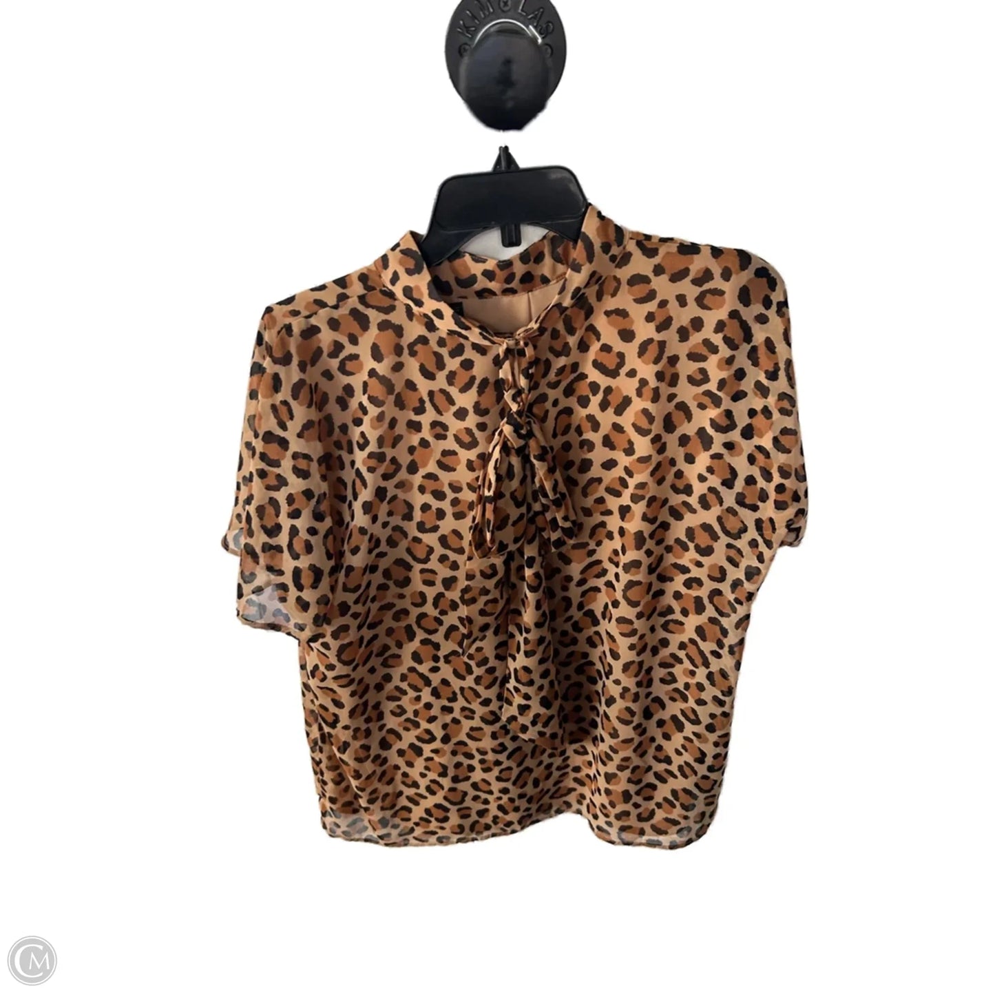 Top Short Sleeve By Ann Taylor In Animal Print, Size: L