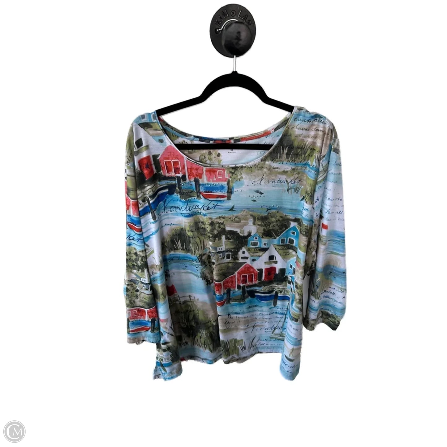 Top 3/4 Sleeve By Allison Daley In Blue & Green, Size: 3x