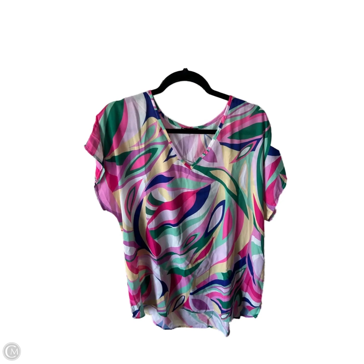 Top Short Sleeve By Clothes Mentor In Pink & White, Size: 2x