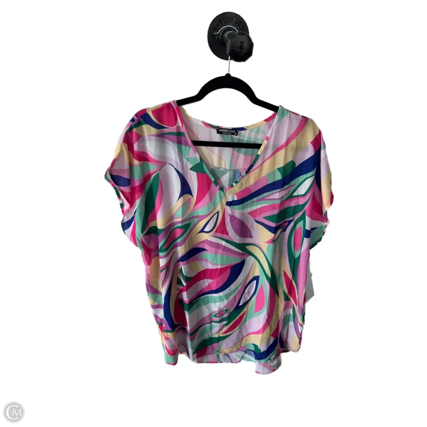 Top Short Sleeve By Heimish Usa In Pink & White, Size: S