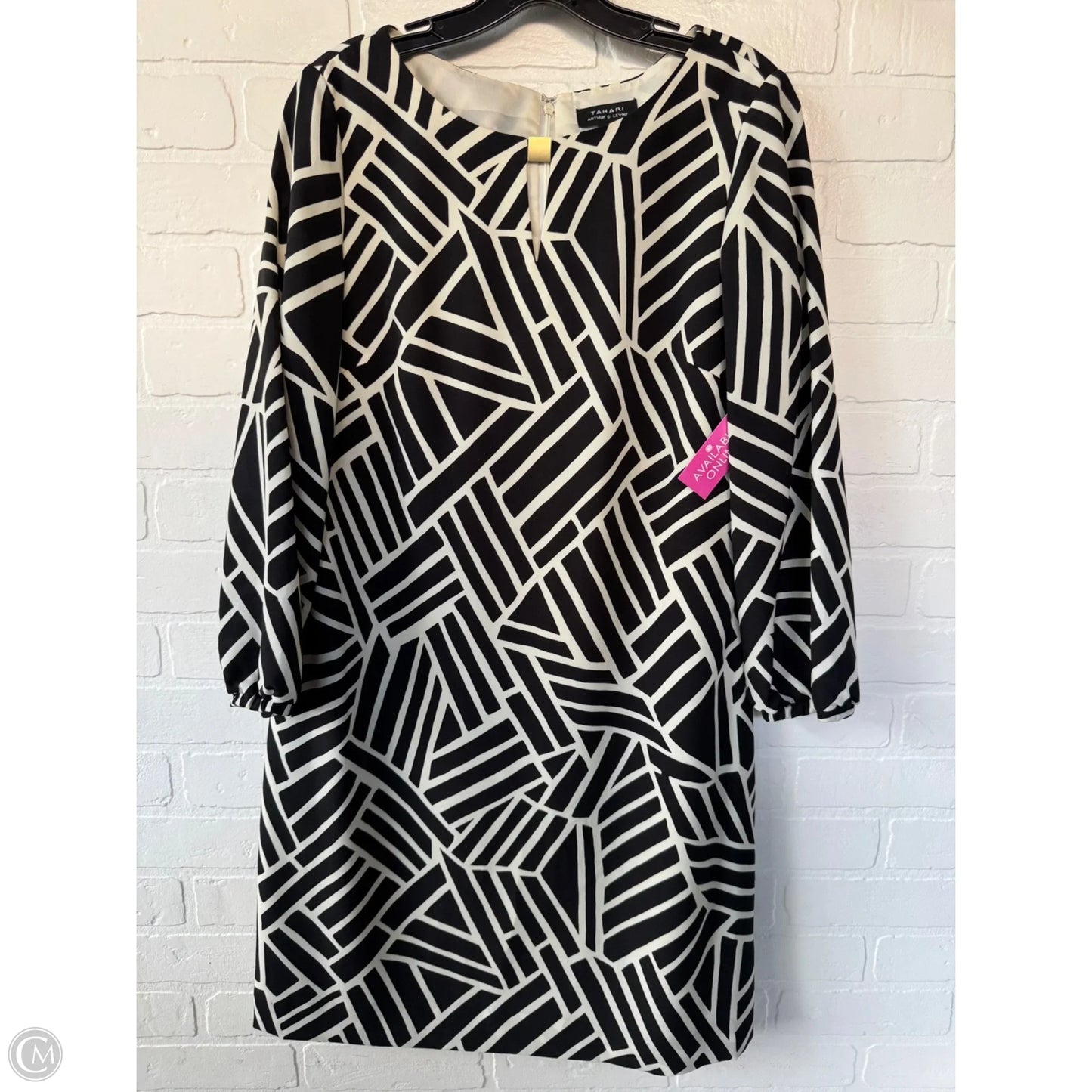 Dress Work By Tahari By Arthur Levine In Black & Cream, Size: S