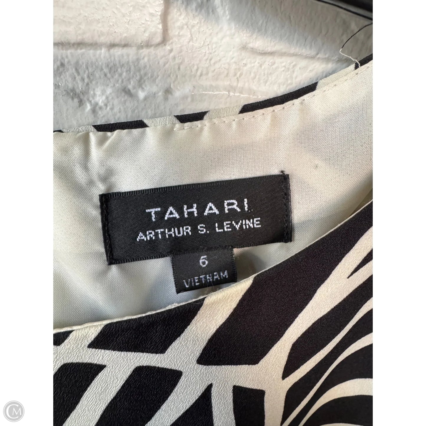 Dress Work By Tahari By Arthur Levine In Black & Cream, Size: S