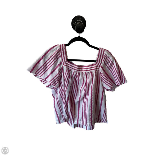 Top Short Sleeve By Loft In Pink & Purple, Size: Lp