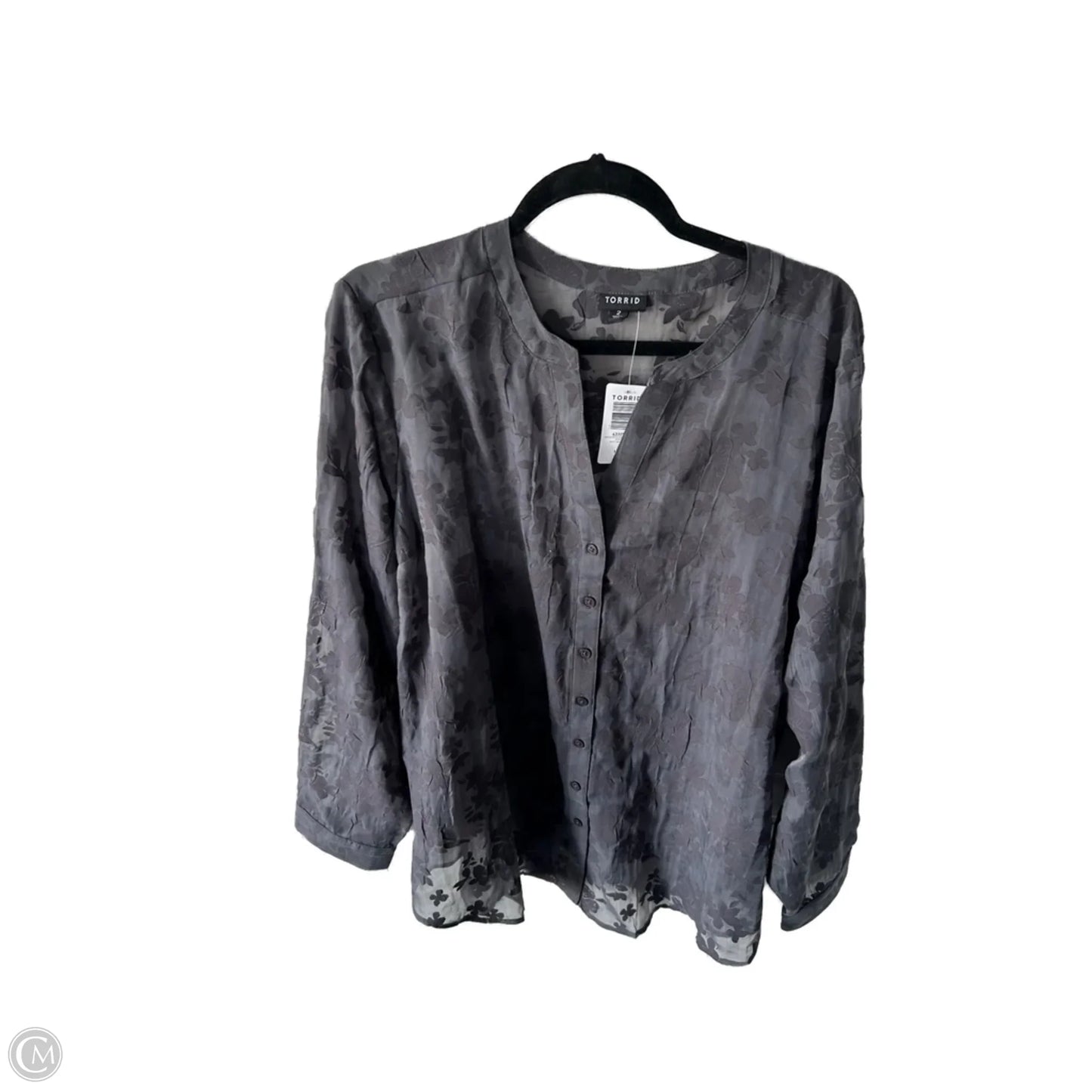 Top Long Sleeve By Torrid In Grey, Size: 2x