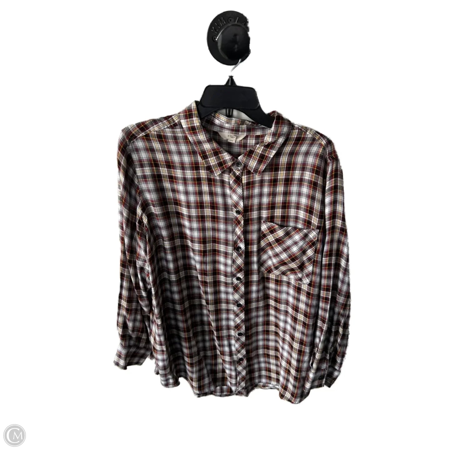 Top Long Sleeve By Terra & Sky In Black & White, Size: 1x