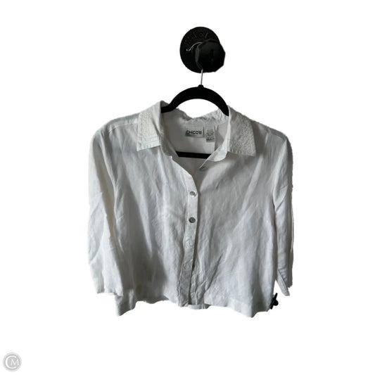 Jacket Shirt By Chicos In White, Size: M