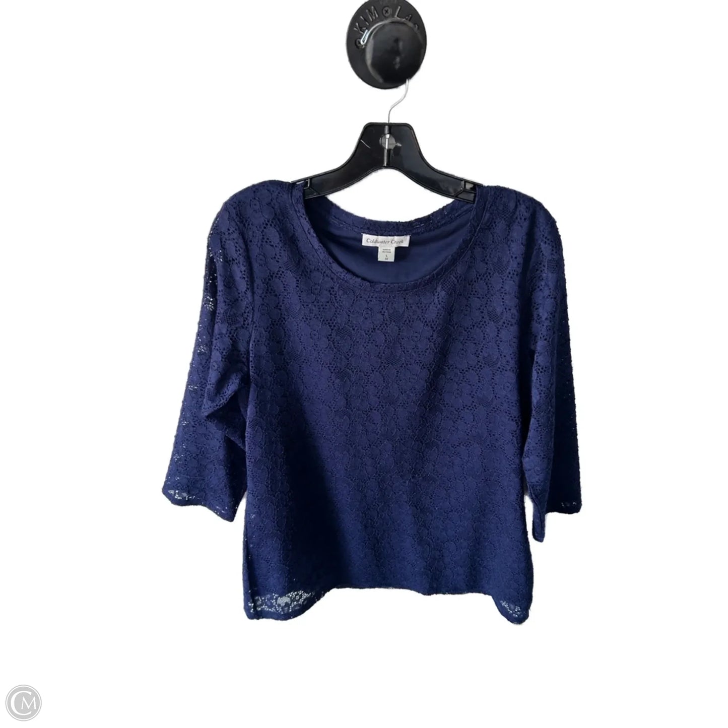 Top 3/4 Sleeve By Coldwater Creek In Navy, Size: L