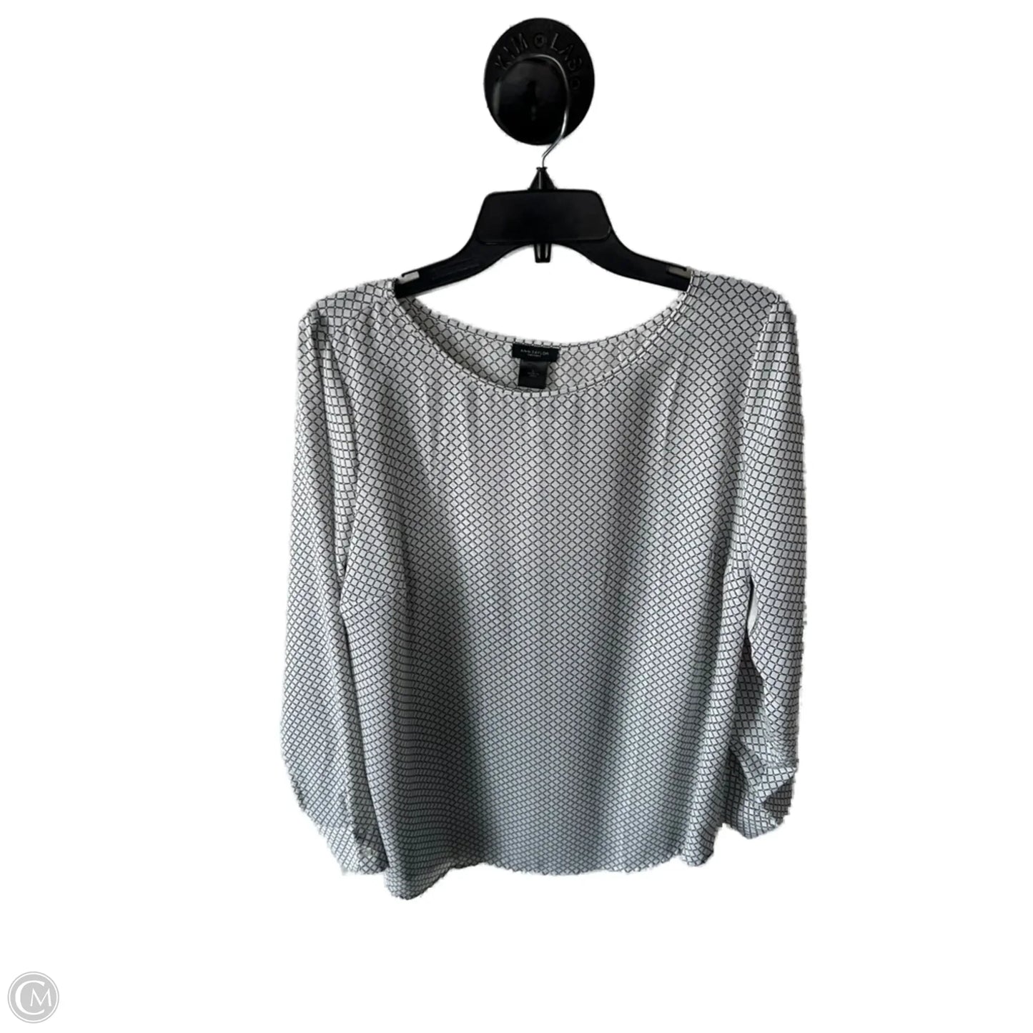 Top Long Sleeve By Ann Taylor In Blue & White, Size: L
