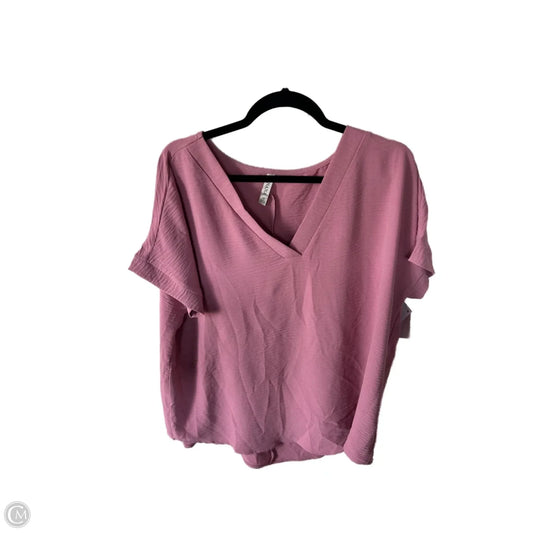 Top Short Sleeve By Zenana In Pink, Size: 1x