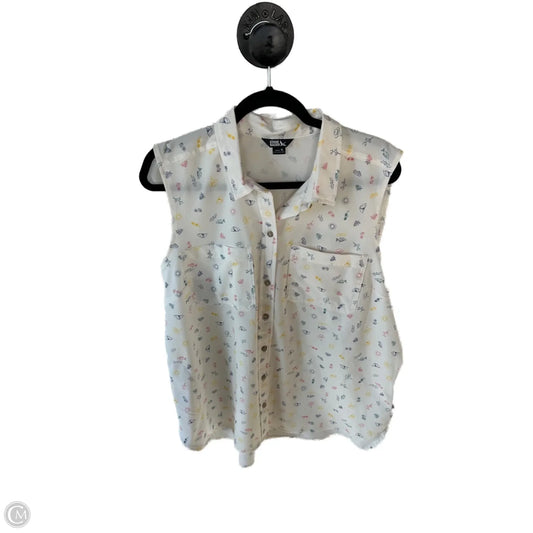 Top Sleeveless By Eddie Bauer In Cream & Pink, Size: L