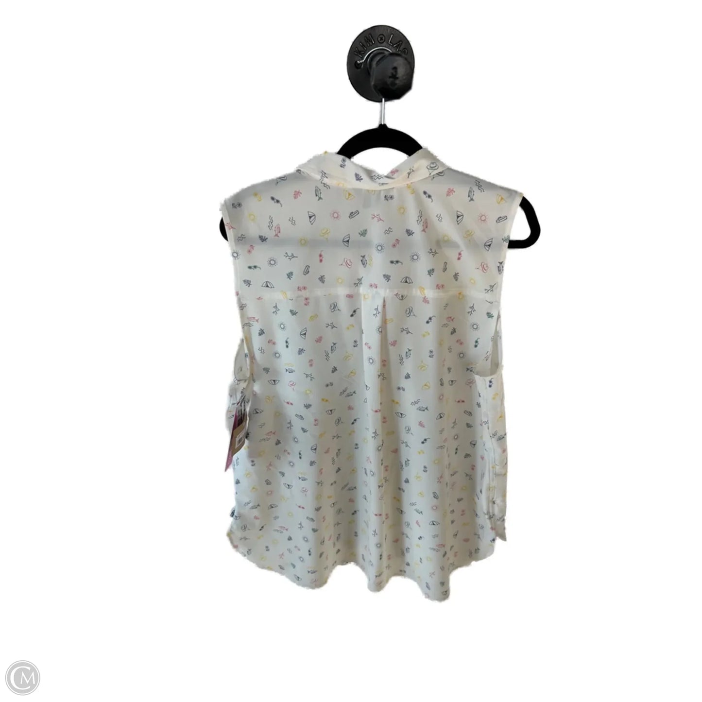 Top Sleeveless By Eddie Bauer In Cream & Pink, Size: L