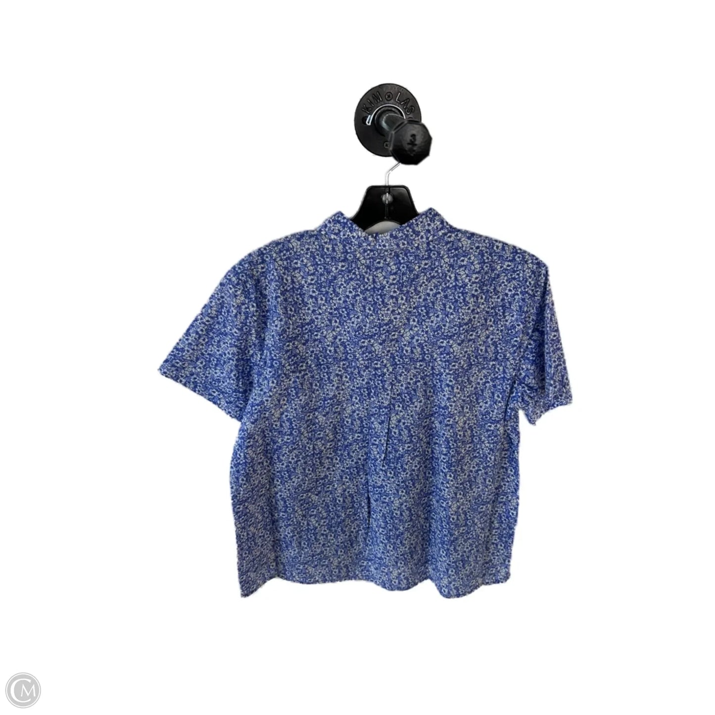 Top Short Sleeve By Eddie Bauer In Blue & White, Size: L
