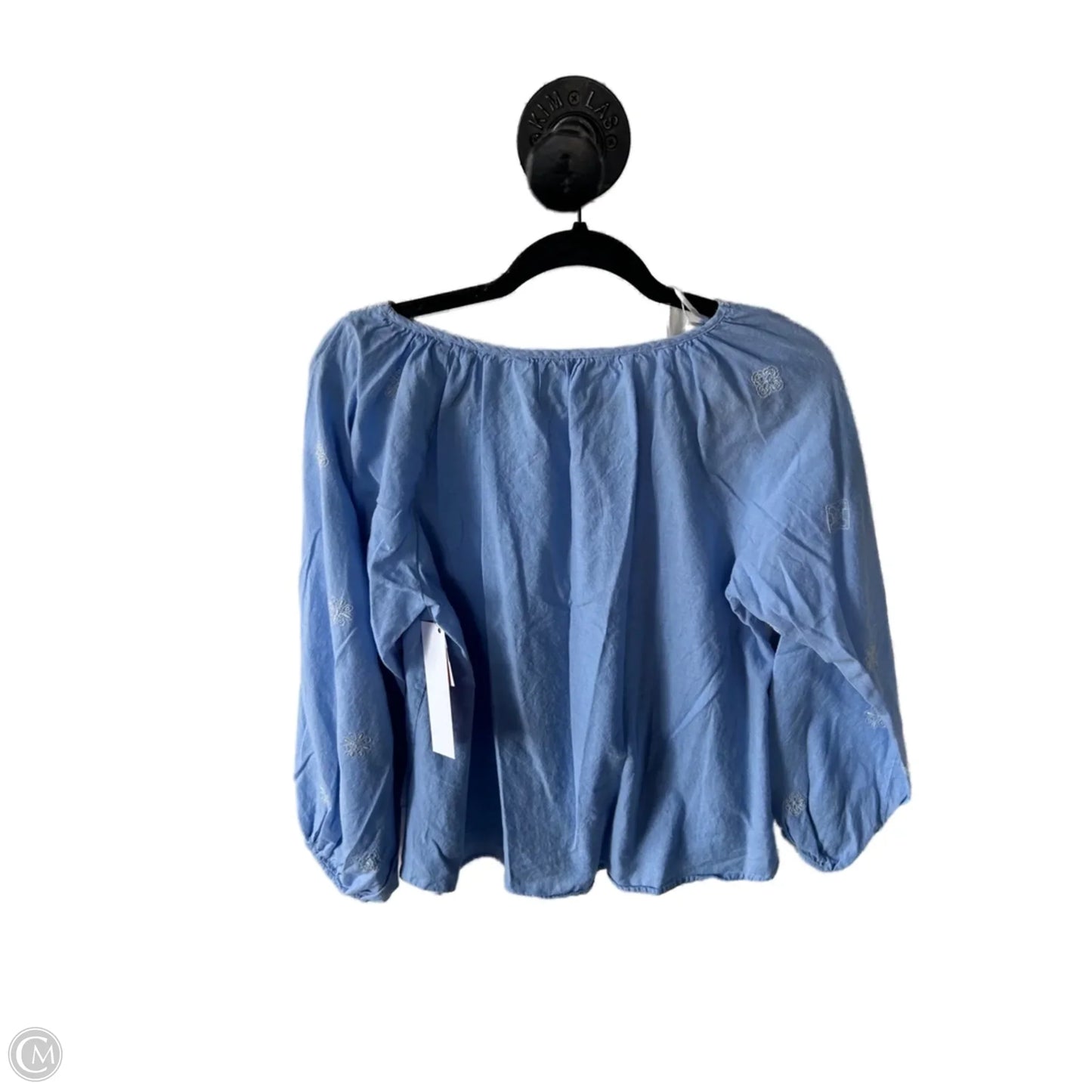 Top 3/4 Sleeve By Zara In Blue & White, Size: S