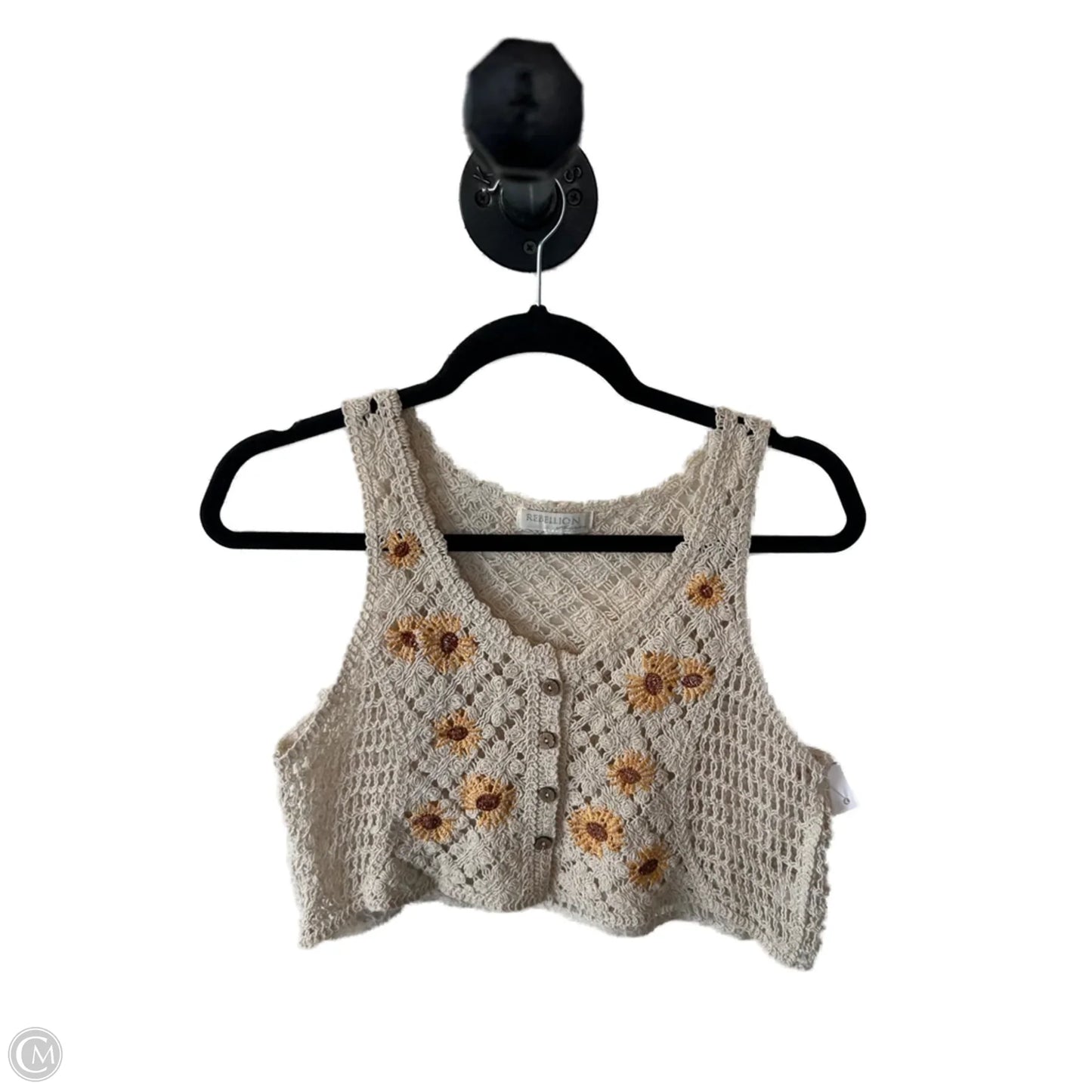 Vest Sweater By Rebellion In Cream & Yellow, Size: Xs