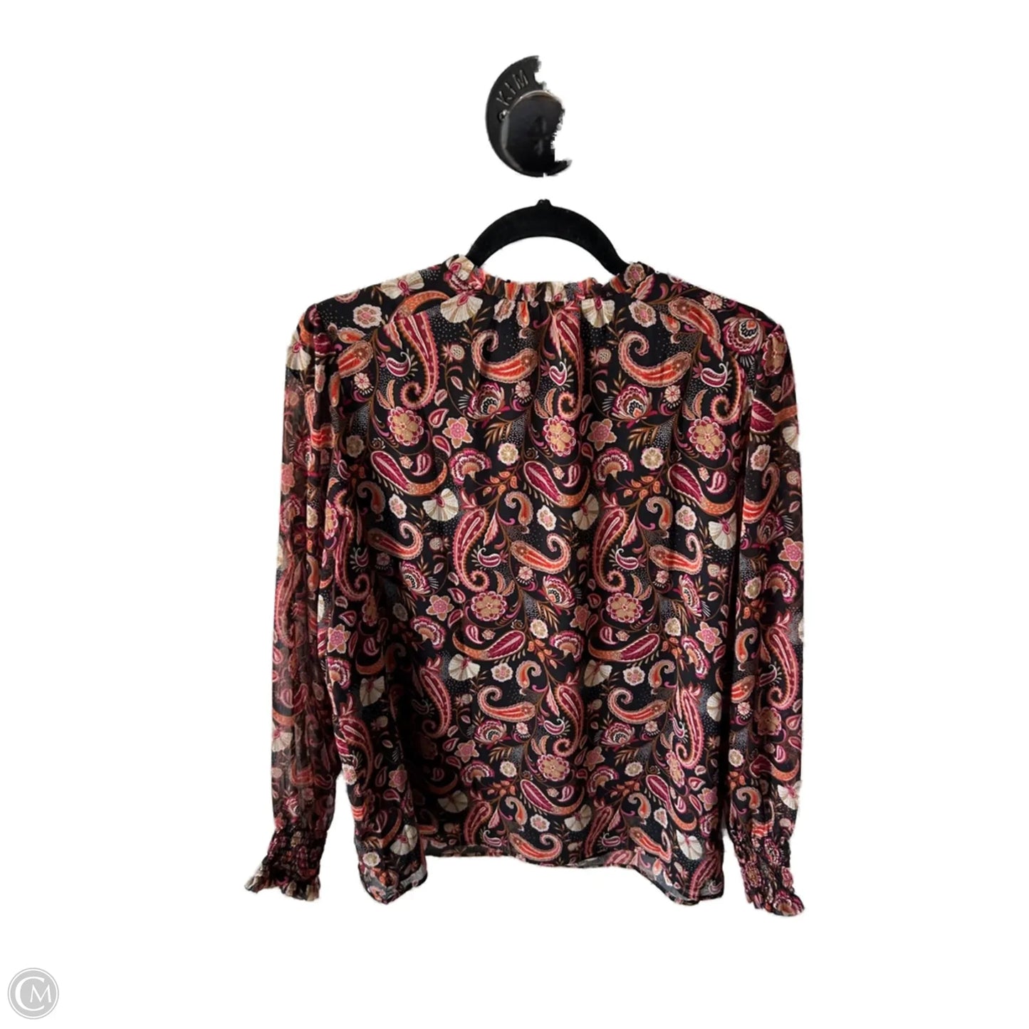 Top Long Sleeve By Loft In Black & Orange, Size: L