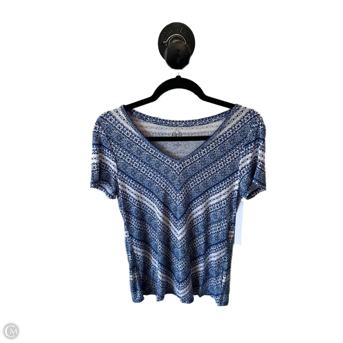 Top Short Sleeve Basic By Westport In Blue & White, Size: M