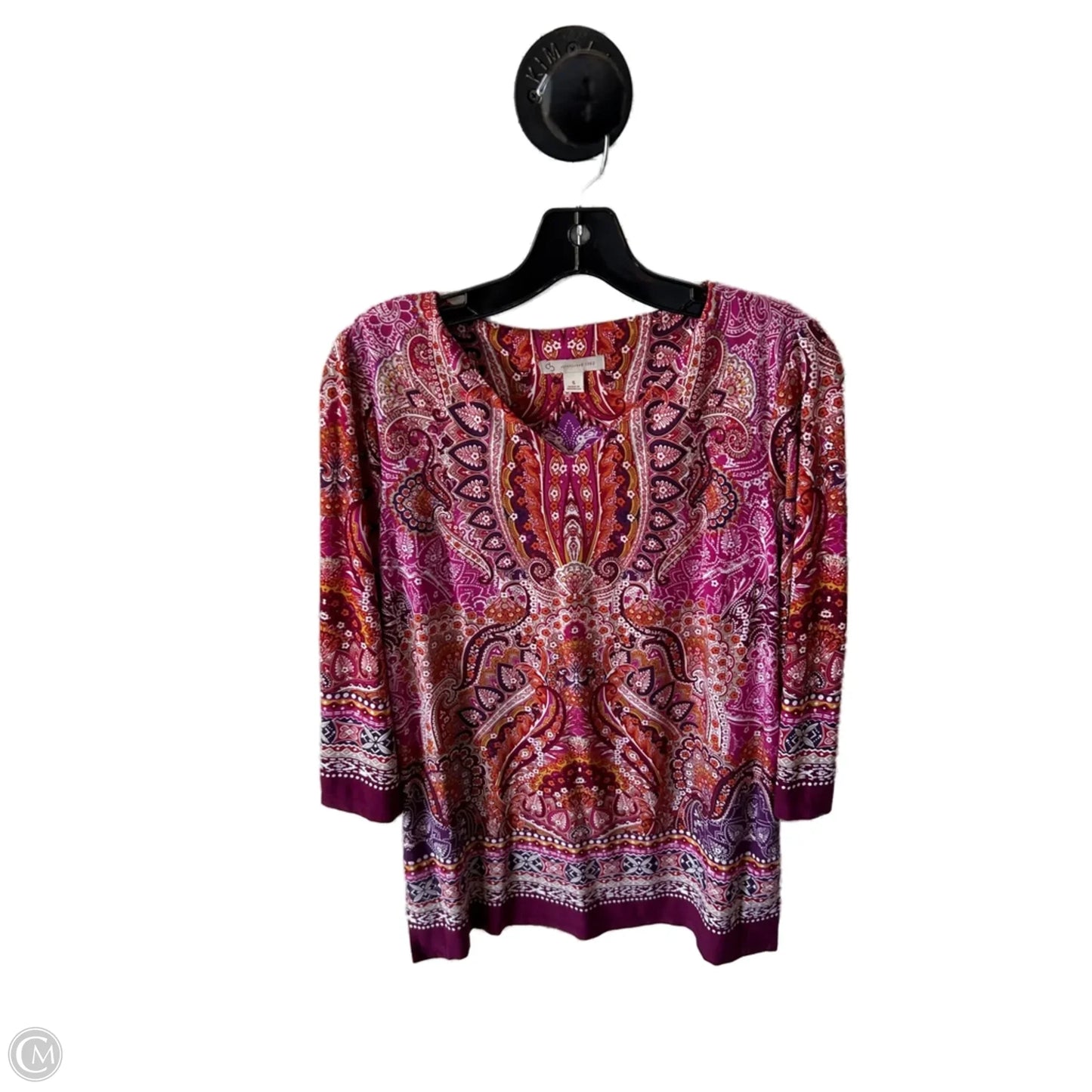 Tunic 3/4 Sleeve By Dressbarn In Orange & Pink, Size: S