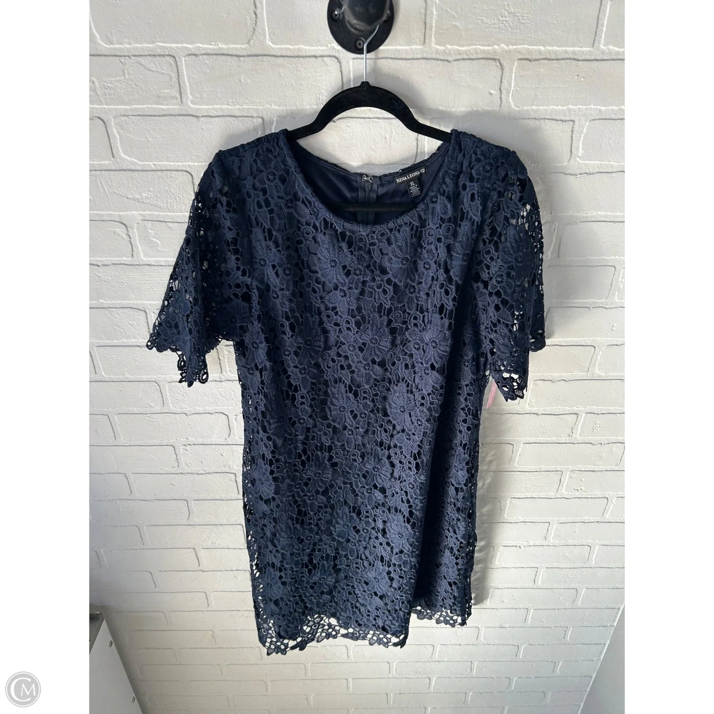 Dress Party Midi By Nina Leonard In Navy, Size: Xl