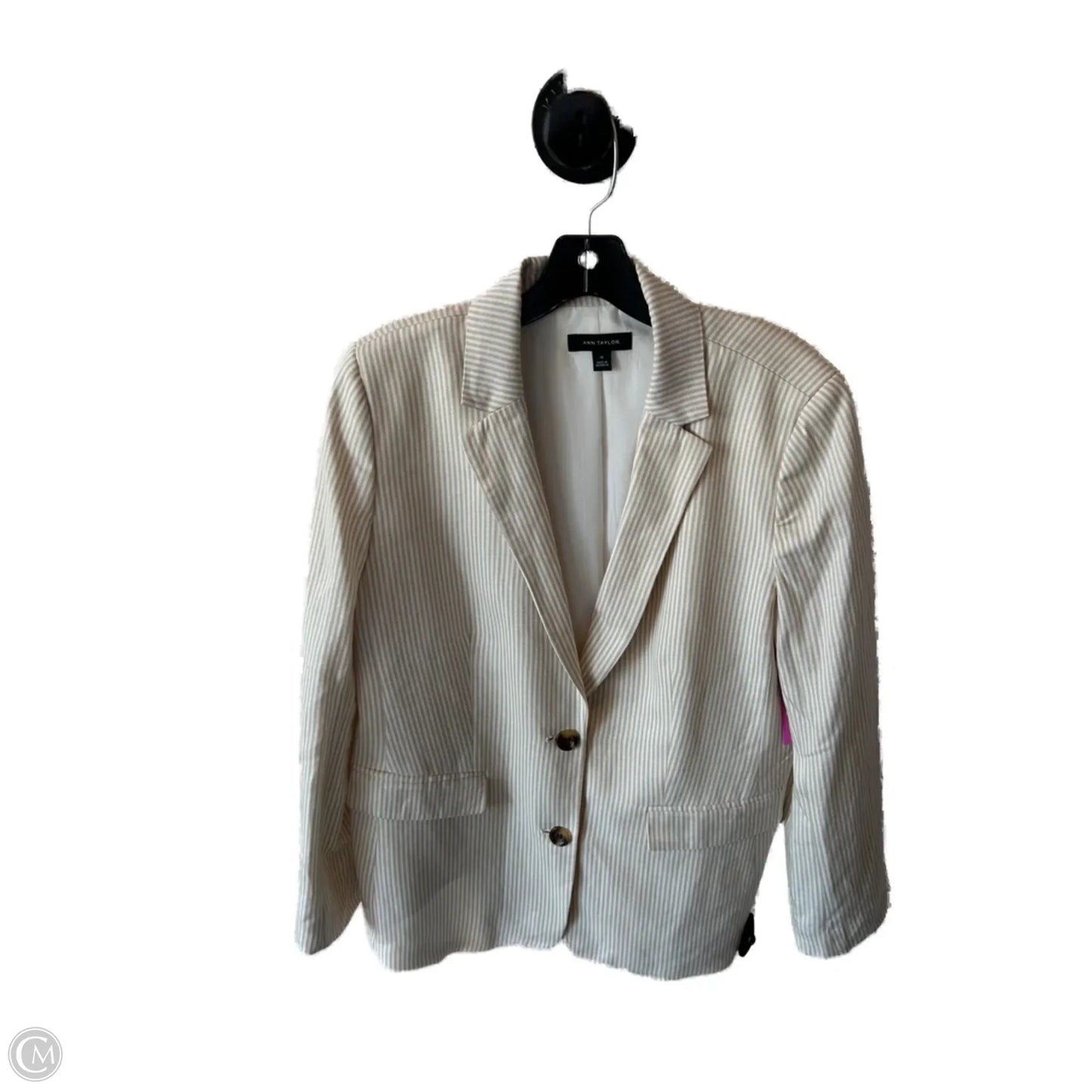 Blazer By Ann Taylor In Tan & White, Size: L