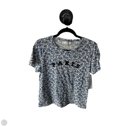 Top Short Sleeve Basic By Loft In Blue & White, Size: Lp