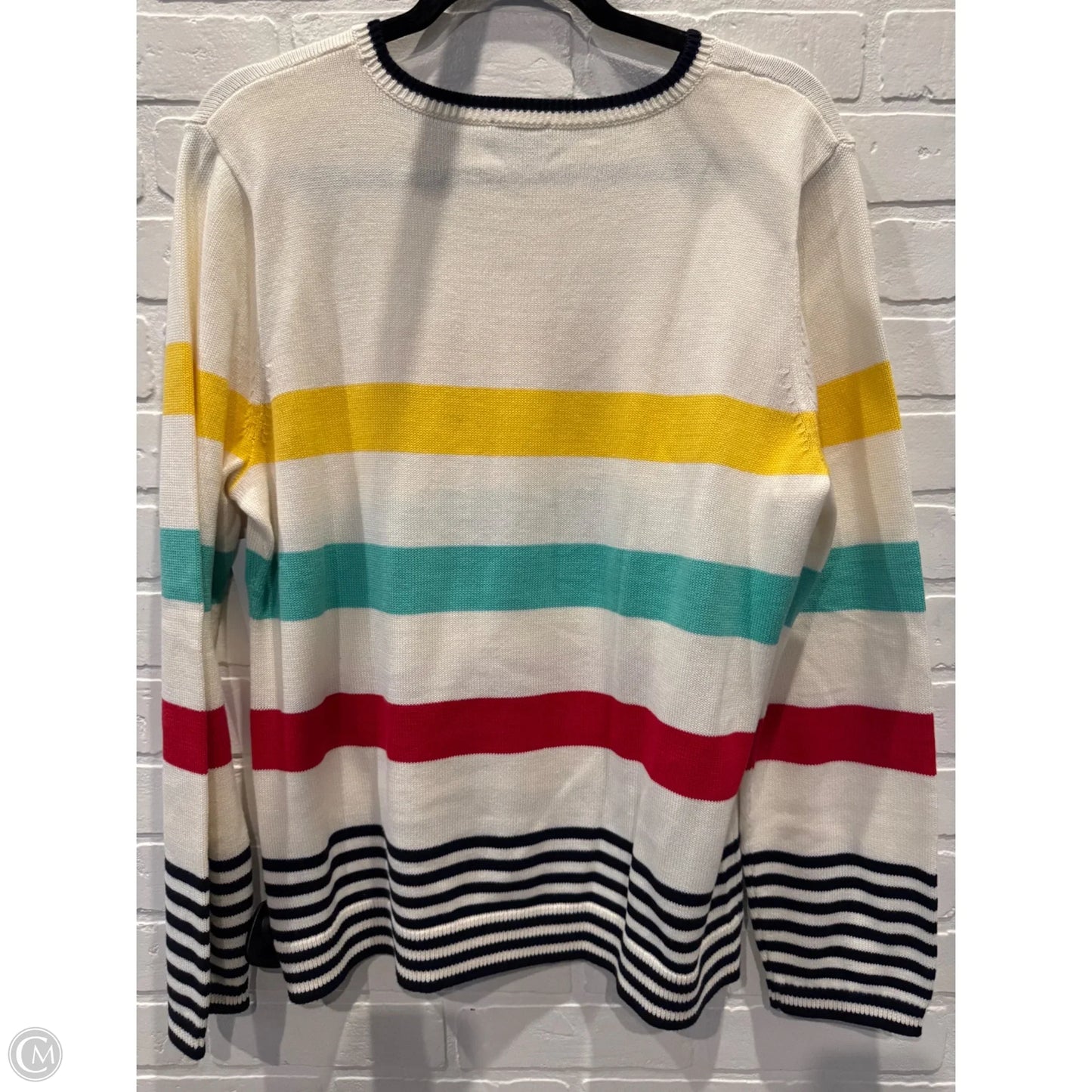 Sweater By Talbots In Cream & Green, Size: Xl