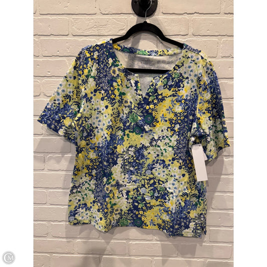 Top Short Sleeve By Talbots In Blue & Yellow, Size: Xl