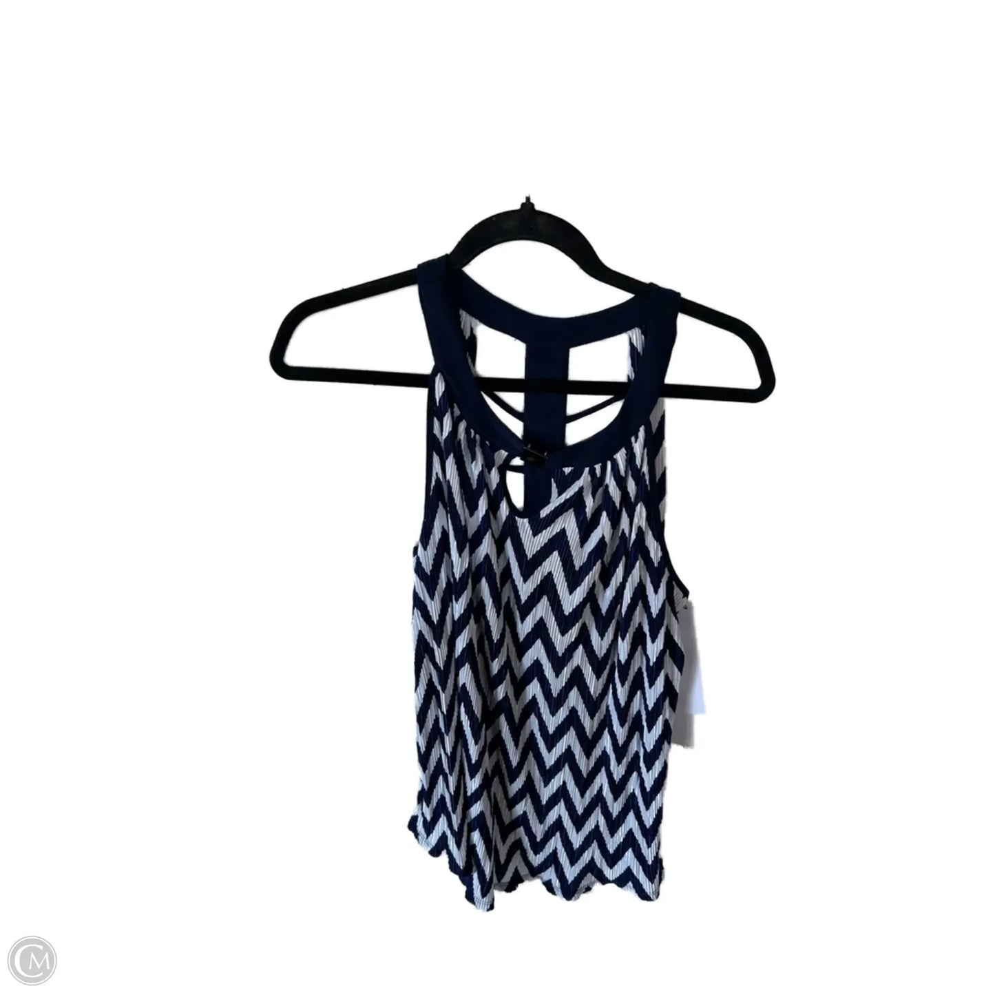 Top Sleeveless By Perseption Concept In Blue & White, Size: M