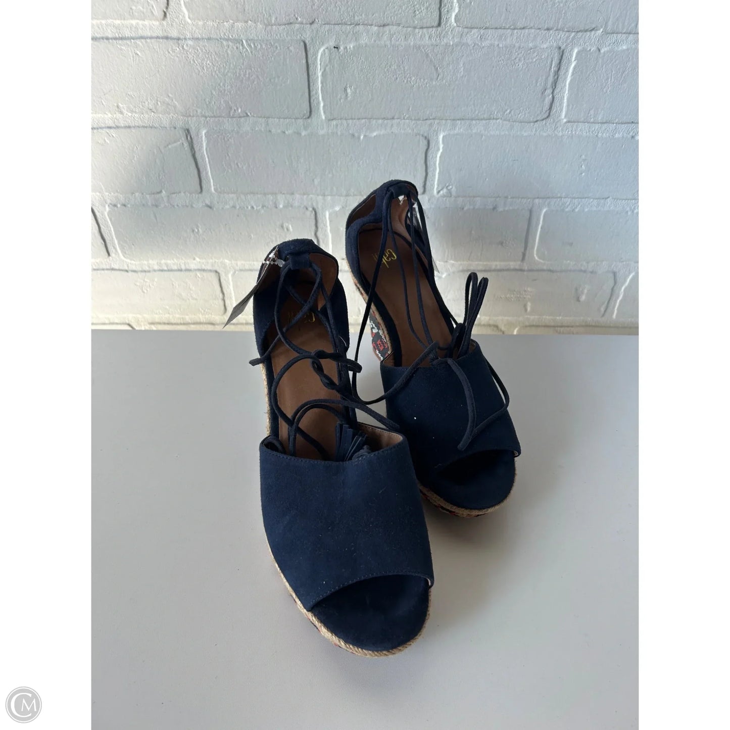 Sandals Heels Wedge By Cabi In Blue & Orange, Size: 9