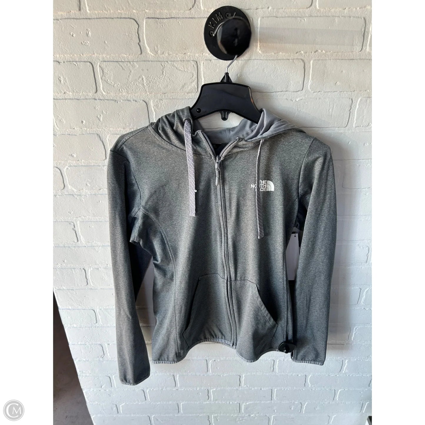 Athletic Sweatshirt Hoodie By The North Face In Grey, Size: M