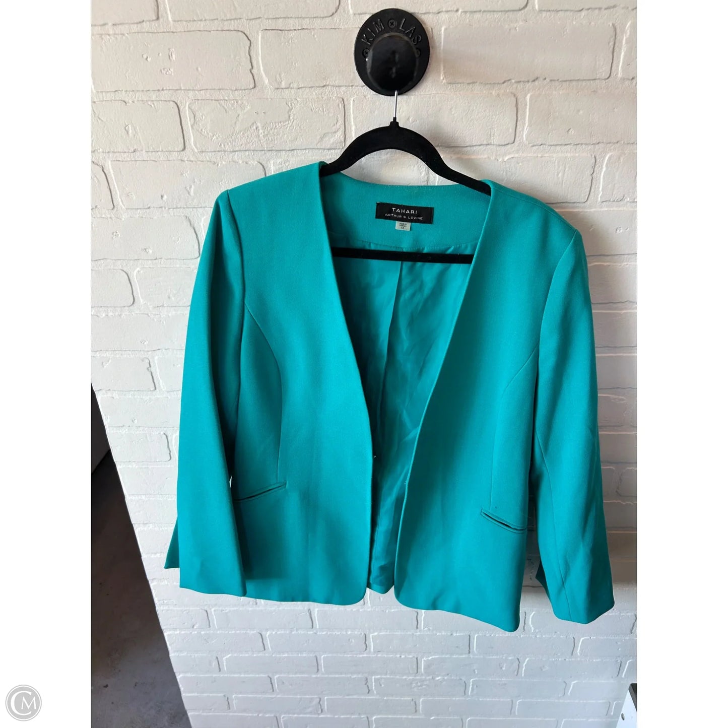 Blazer By Tahari In Green & Grey, Size: L