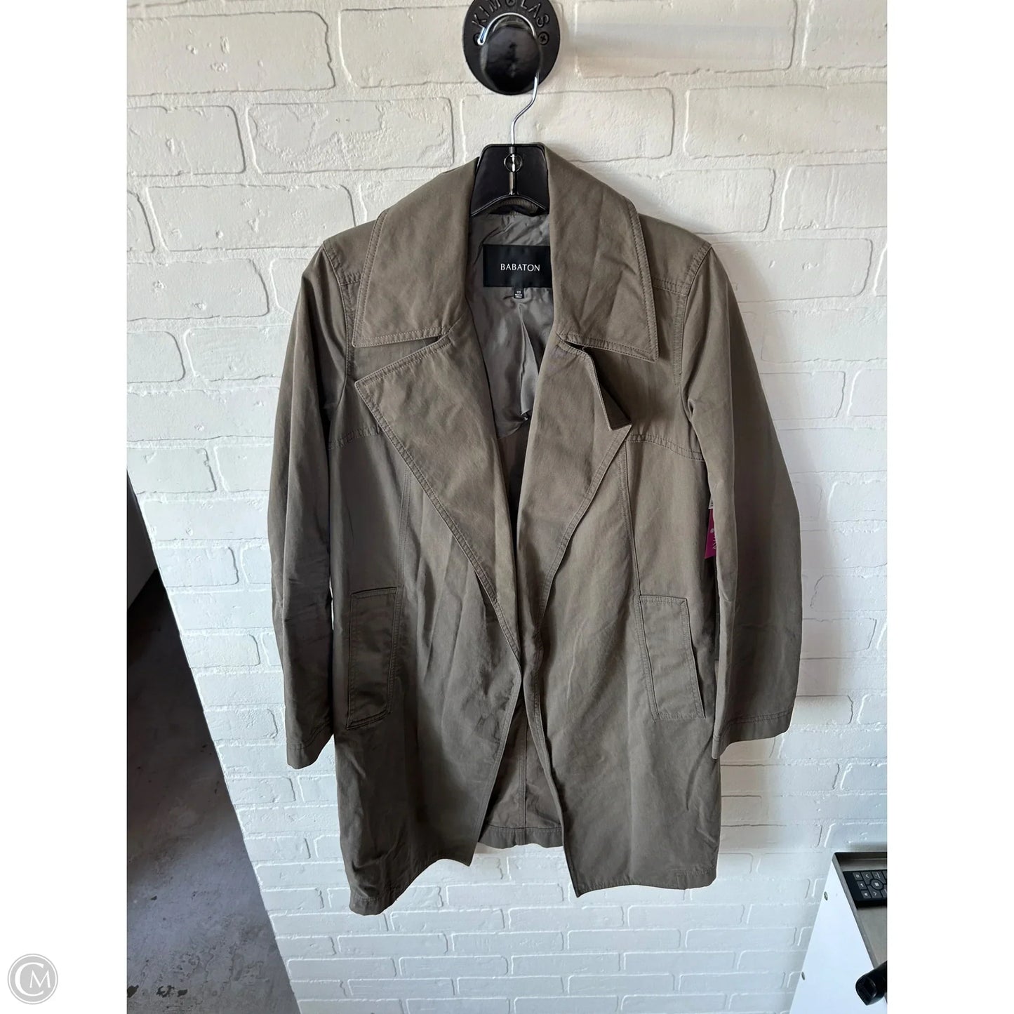 Coat Trench Coat By Babaton In Green, Size: Xxs