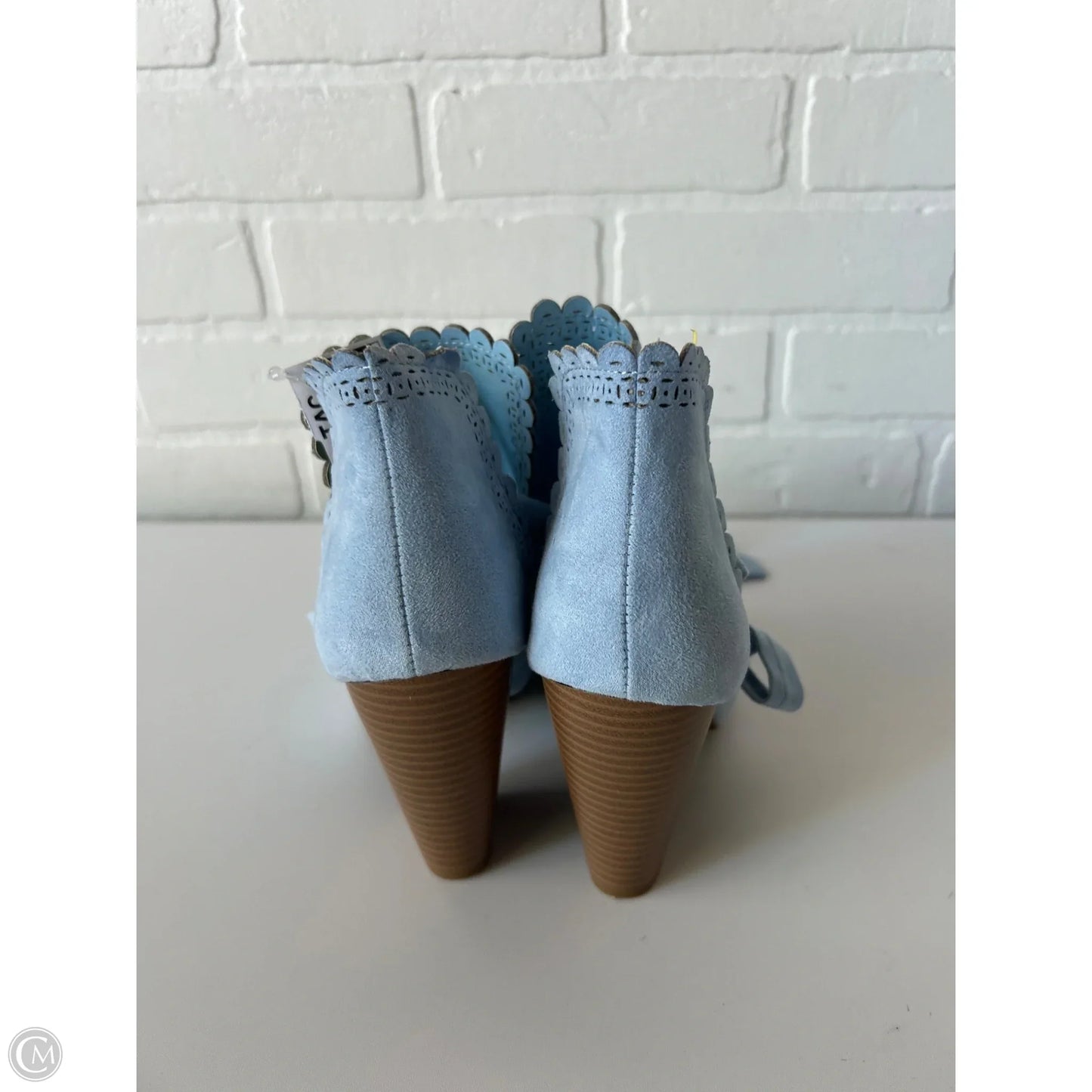 Sandals Heels Block By Just Fab In Blue, Size: 6