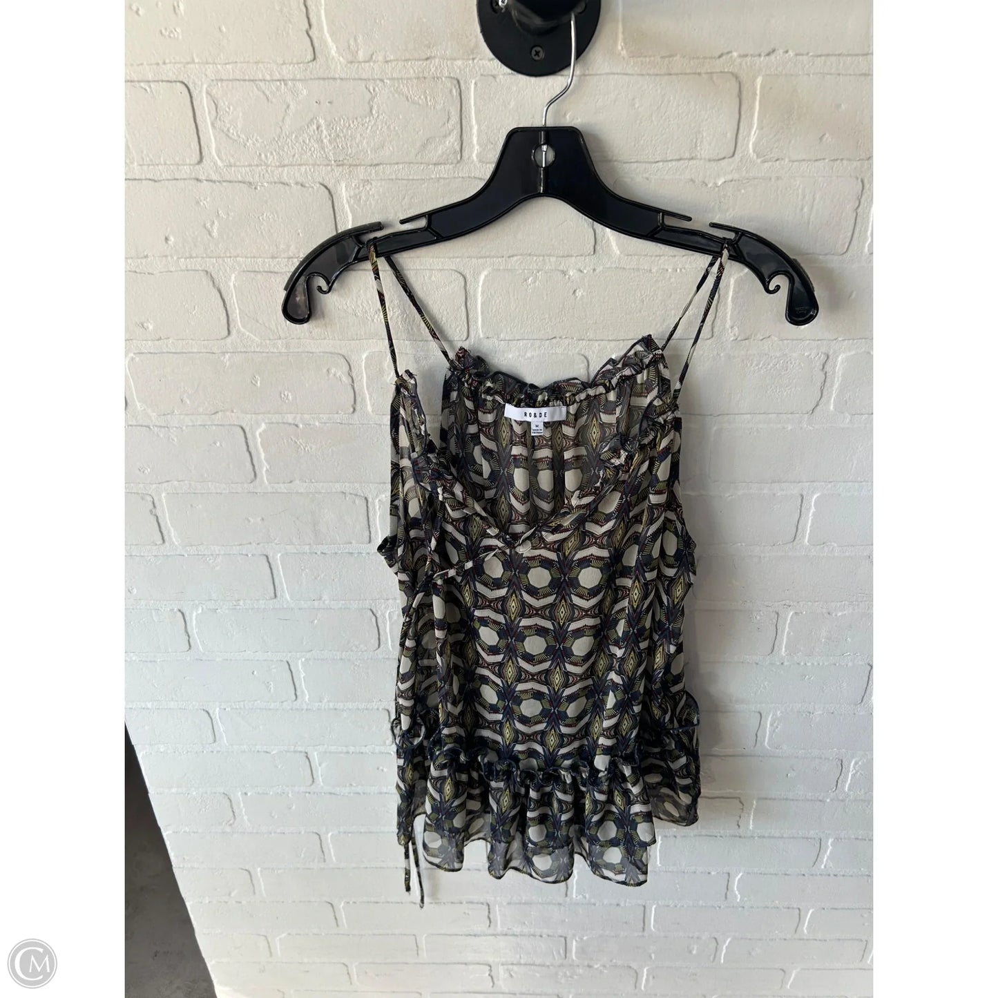 Top Sleeveless By Ro & De In Blue & Cream, Size: M