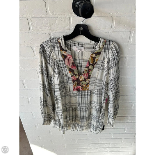 Top Long Sleeve By Anthropologie In Black & Cream, Size: Xs