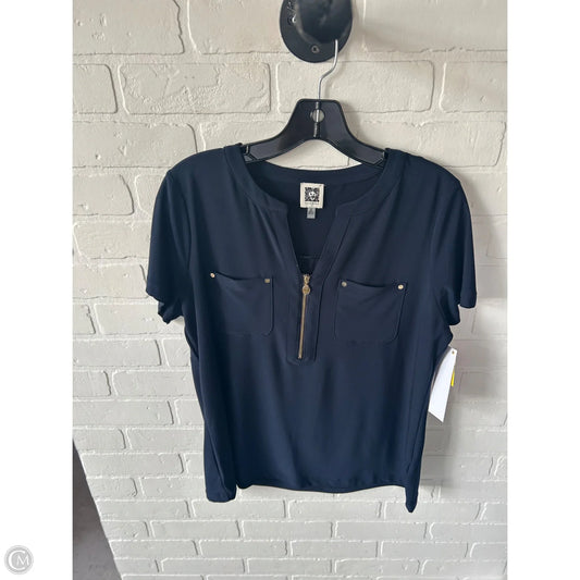 Top Short Sleeve By Anne Klein In Blue & Gold, Size: M