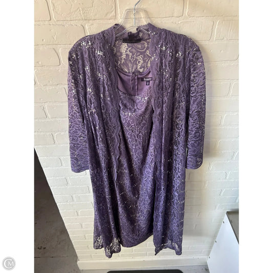 Dress Set 2pc By Roamans In Purple & Silver, Size: 3x