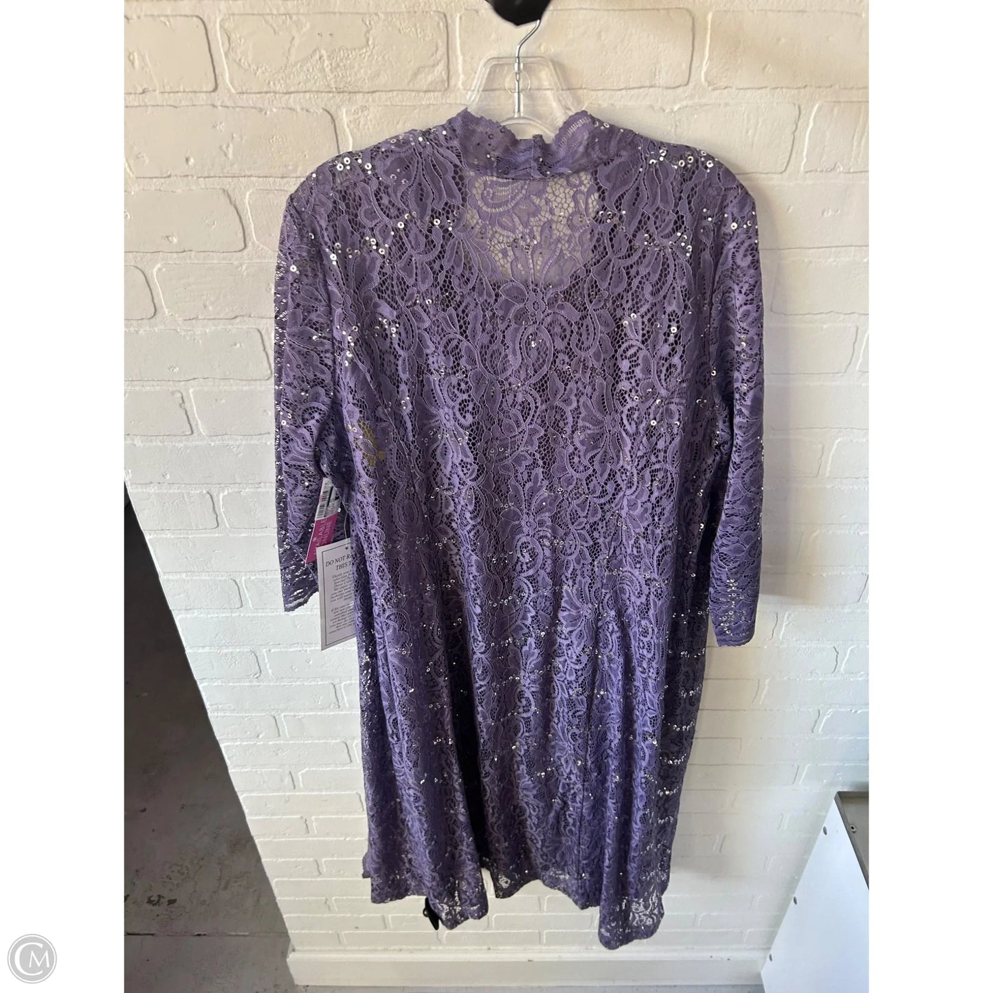 Dress Set 2pc By Roamans In Purple & Silver, Size: 3x