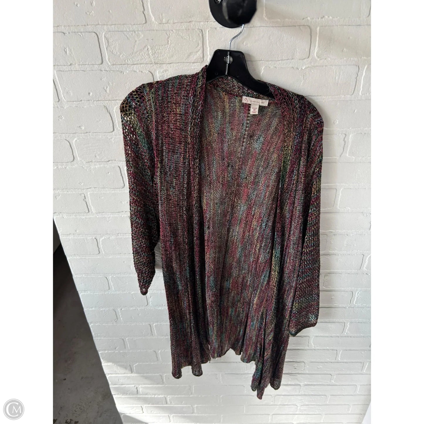 Cardigan By Dressbarn In Black & Pink, Size: 3x