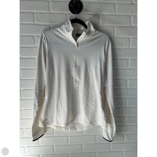 Athletic Top Long Sleeve Collar By Nike In Ivory, Size: L