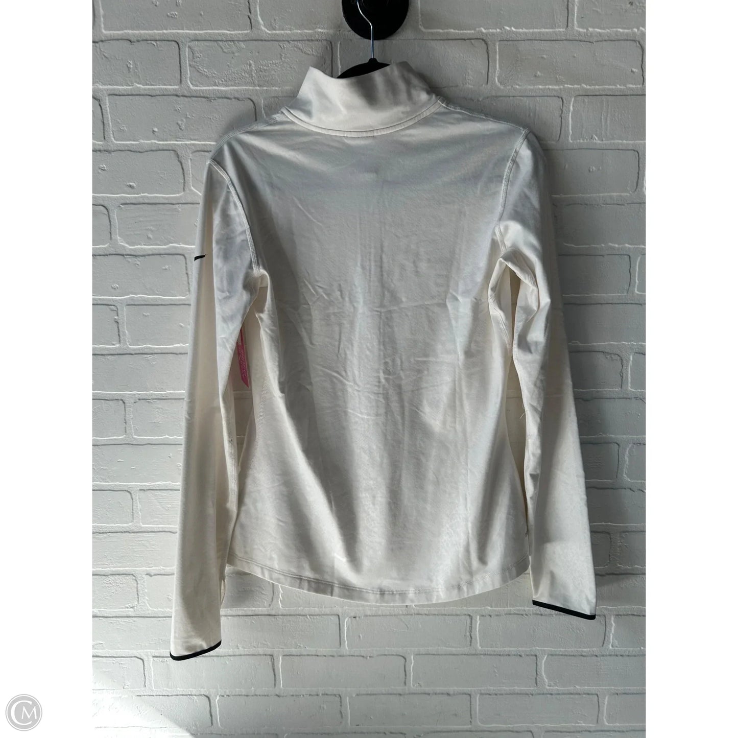 Athletic Top Long Sleeve Collar By Nike In Ivory, Size: L