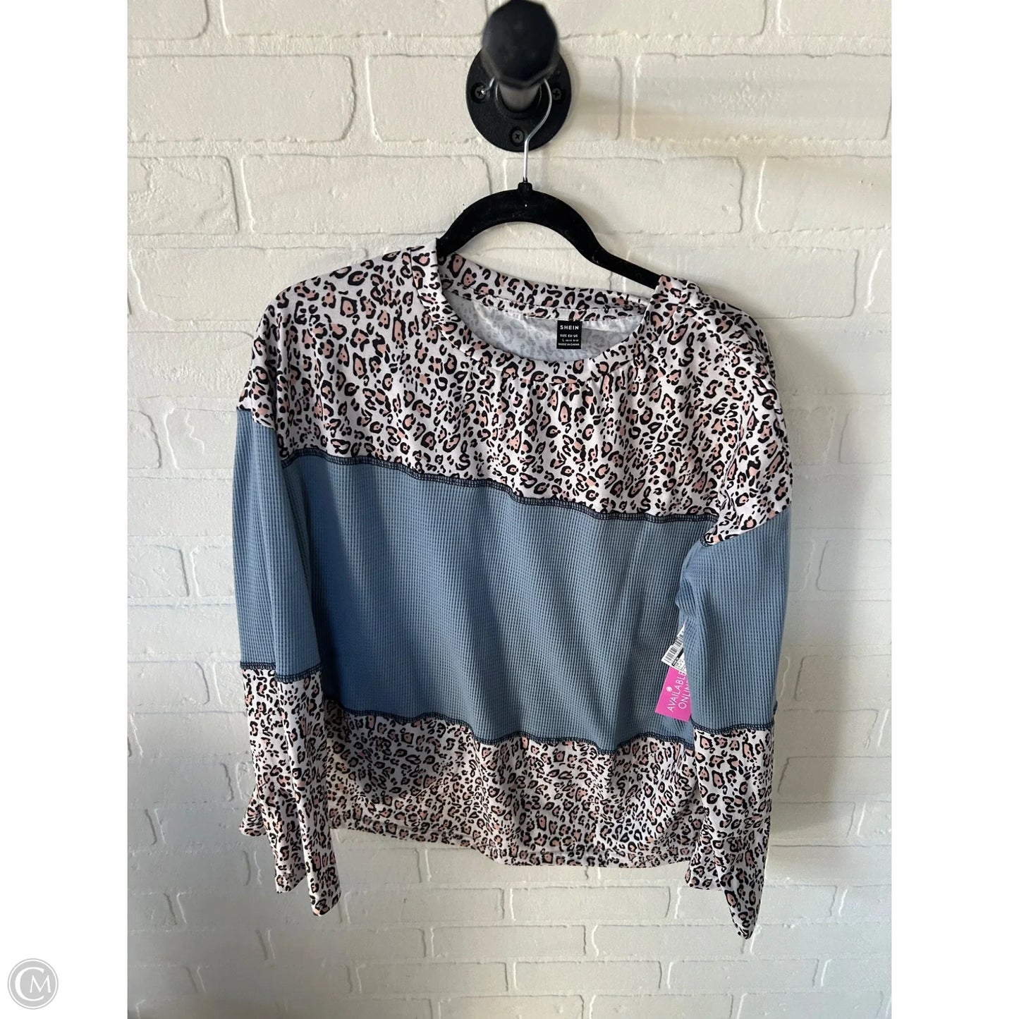 Top Long Sleeve By Shein In Blue & White, Size: L
