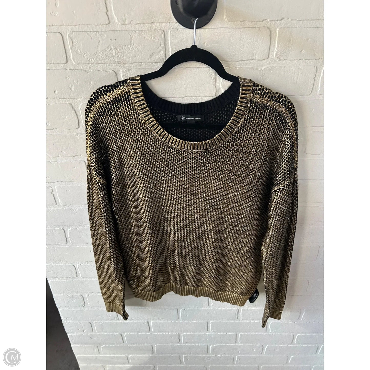 Sweater By Inc In Black & Gold, Size: L