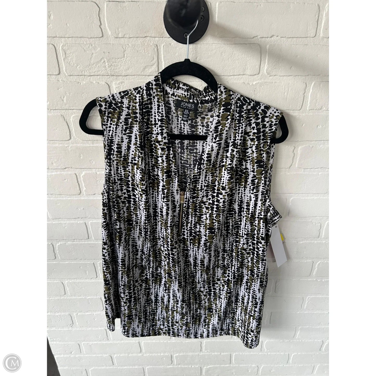 Top Sleeveless By Jones And Co In Black & Green, Size: Xl