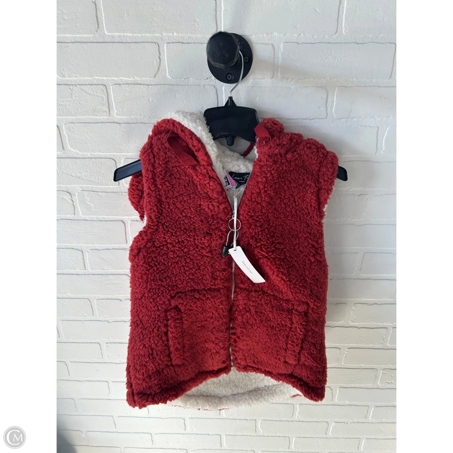 Vest Fleece By Love Tree In Orange & White, Size: S