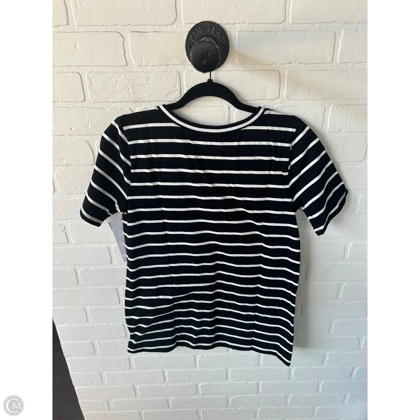 Top Short Sleeve Basic By Zenana In Black & White, Size: M