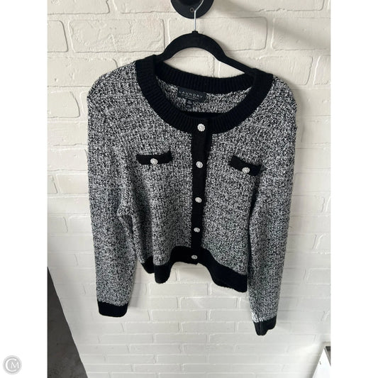 Sweater Cardigan By Laundry In Black & White, Size: Xl