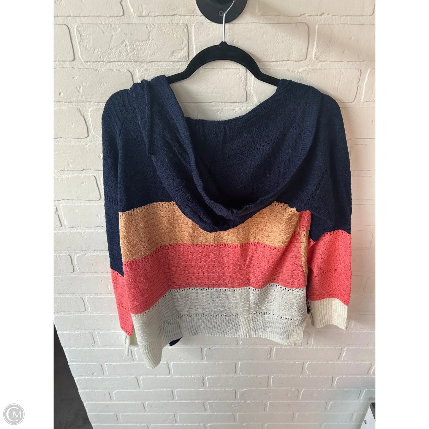 Sweater Cardigan By Clothes Mentor In Blue & Orange, Size: L