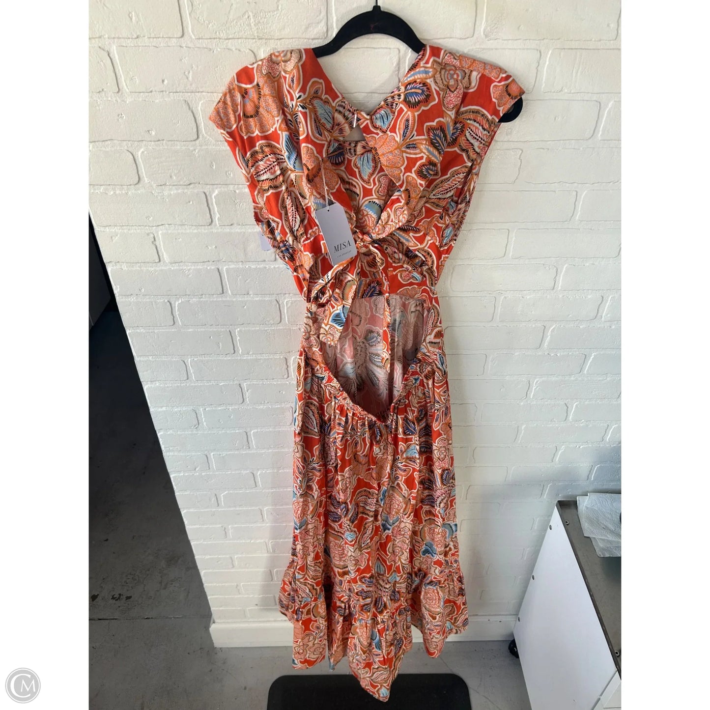 Dress Designer By Misa In Orange & White, Size: M