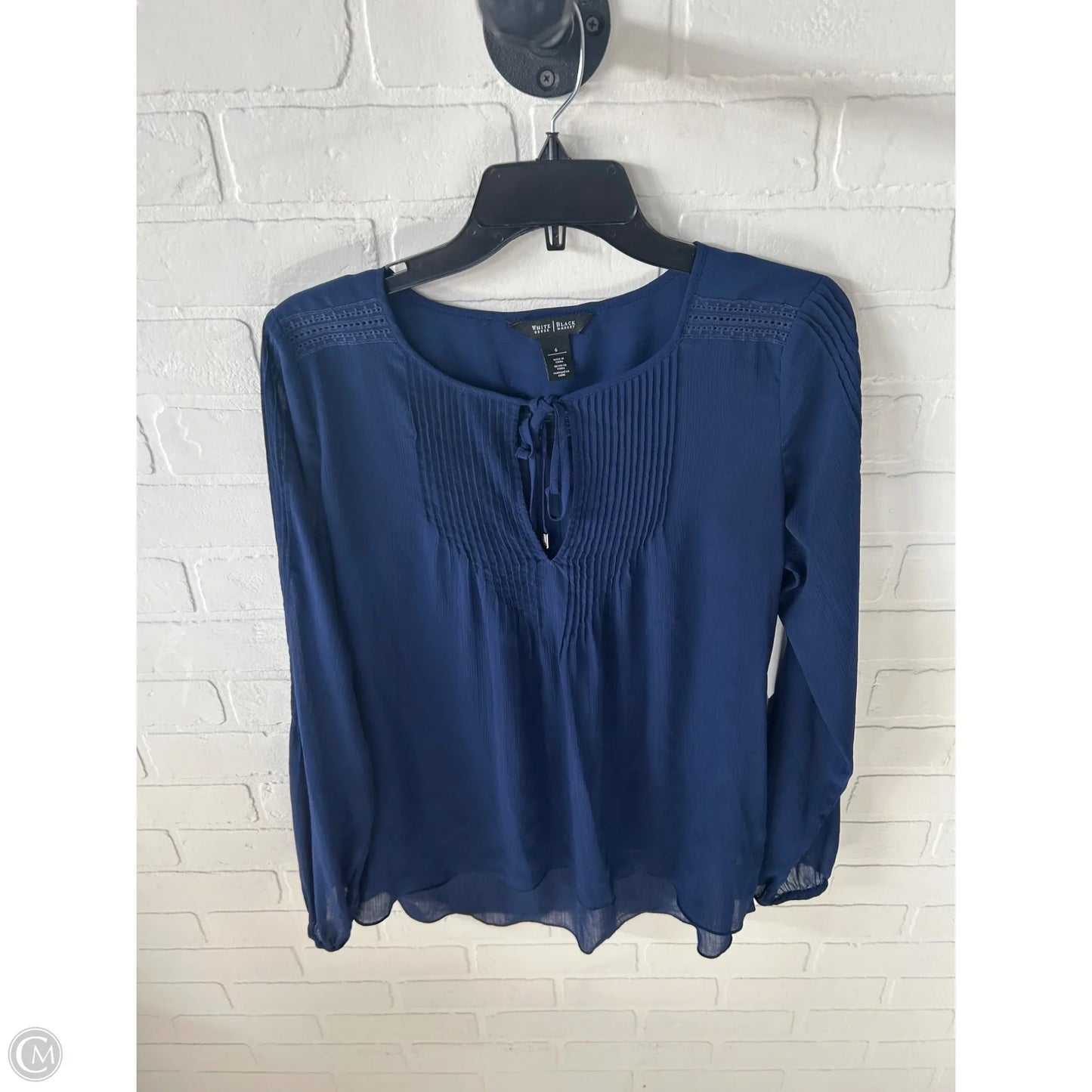 Blouse Long Sleeve By White House Black Market In Navy, Size: S