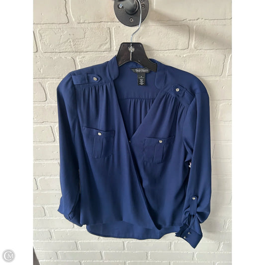 Blouse Long Sleeve By White House Black Market In Navy, Size: M
